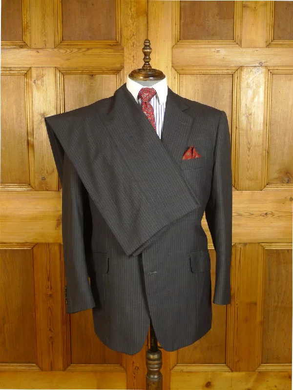 Soft And Comfortable 24/0885 kilgour french stanbury 2002 savile row bespoke grey pin-stripe wool suit 47 short to regular