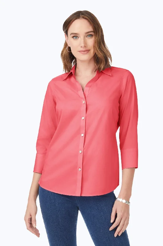 Sports And Leisure Mary Stretch No Iron 3/4 Sleeve Shirt, Coral Sunset