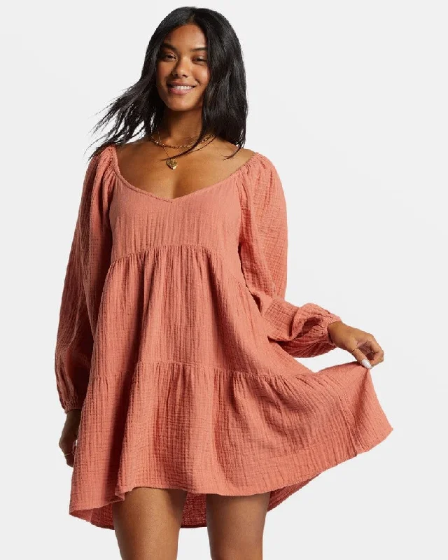 Comfortable Series Billabong Women's Dresses Long Puff Sleeves Floaty Fit