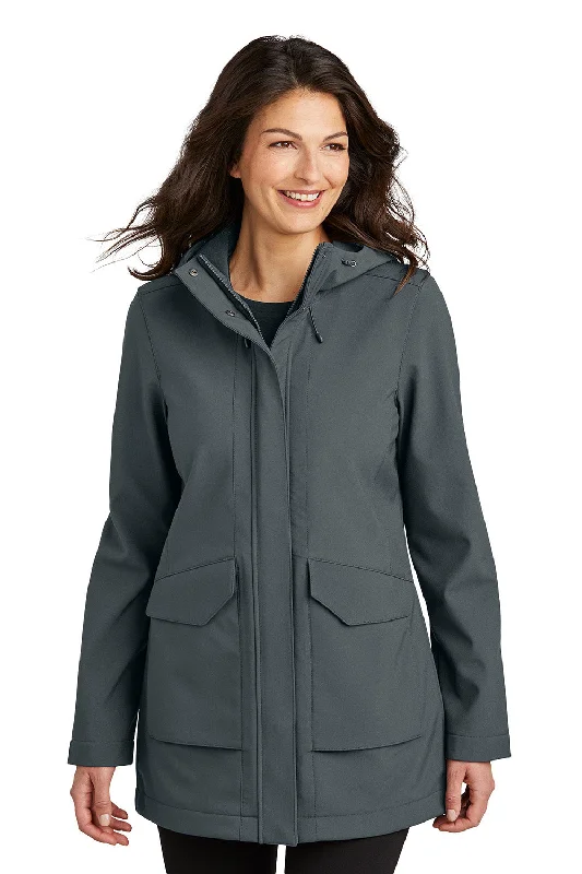 Lazy Home Port Authority Womens Collective Outer Water Resistant Soft Shell Full Zip Hooded Parka - Graphite Grey - New