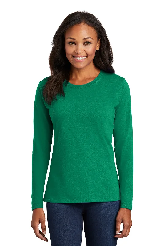 Luxury Style Port & Company Womens Core Long Sleeve Crewneck T-Shirt - Kelly Green