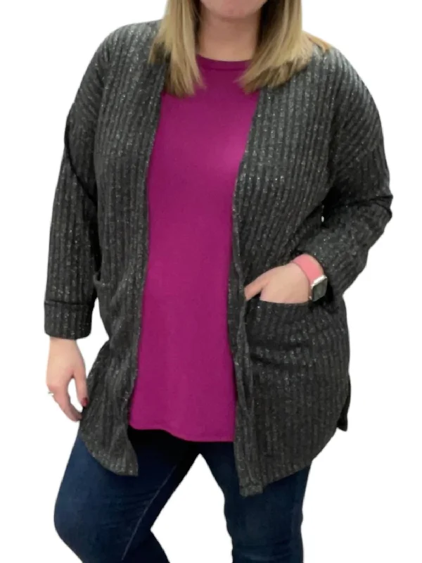 Eye-catching Personality Sparkle Cardigan In Charcoal