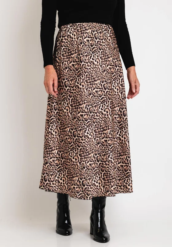 Fashion Must-have Serafina Collection One Size Leopard Print Maxi Skirt, Tan