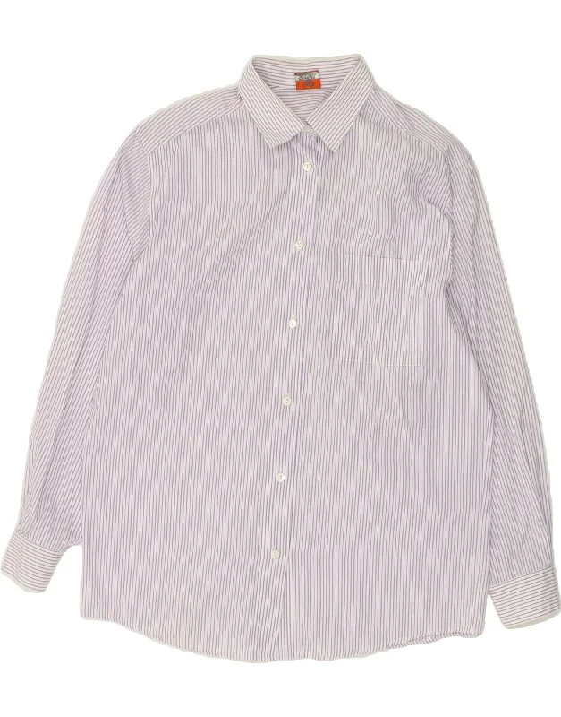 Body Design STEFANEL Womens Shirt UK 20 2XL Purple Pinstripe