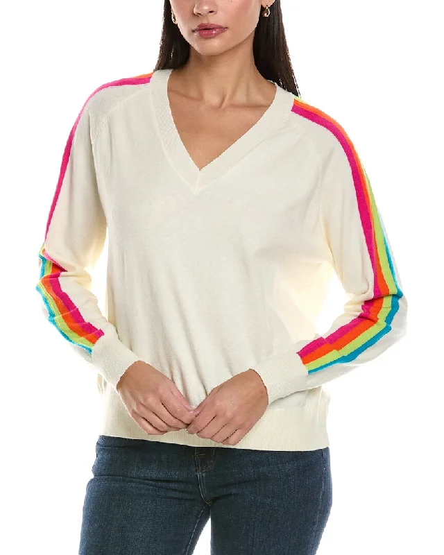 Trendy And Casual ANNA KAY Rainbow Stripe Cashmere-Blend Sweater