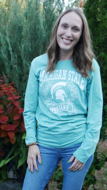 Classic Michigan State University Women's Long Sleeve Boyfriend Fit T-shirt