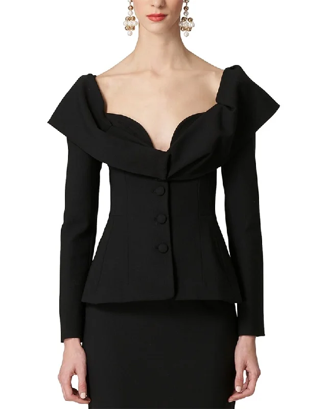 Sweet Style Carolina Herrera Button Front Structured Wool-Blend Jacket