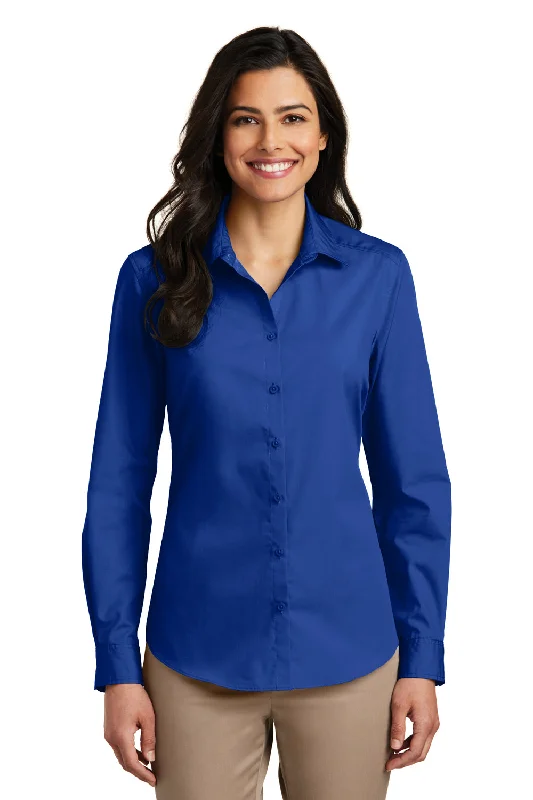 Noble And Elegant Port Authority Womens Carefree Stain Resistant Long Sleeve Button Down Shirt - True Royal Blue