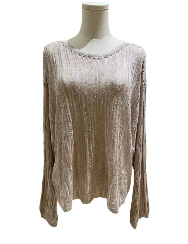 College Style Women's Open Knit Lightweight Pullover Sweater In Dusty Pink