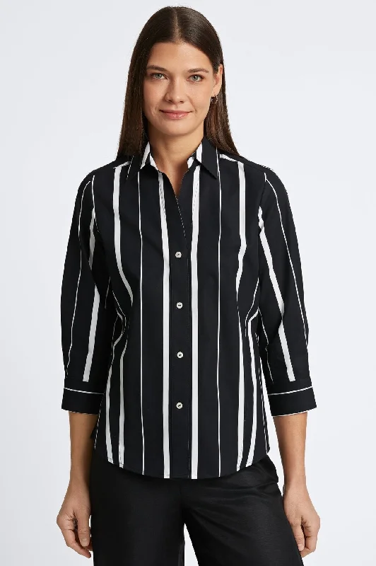 Elegant And Casual Paityn No Iron Black & White Stripe Shirt