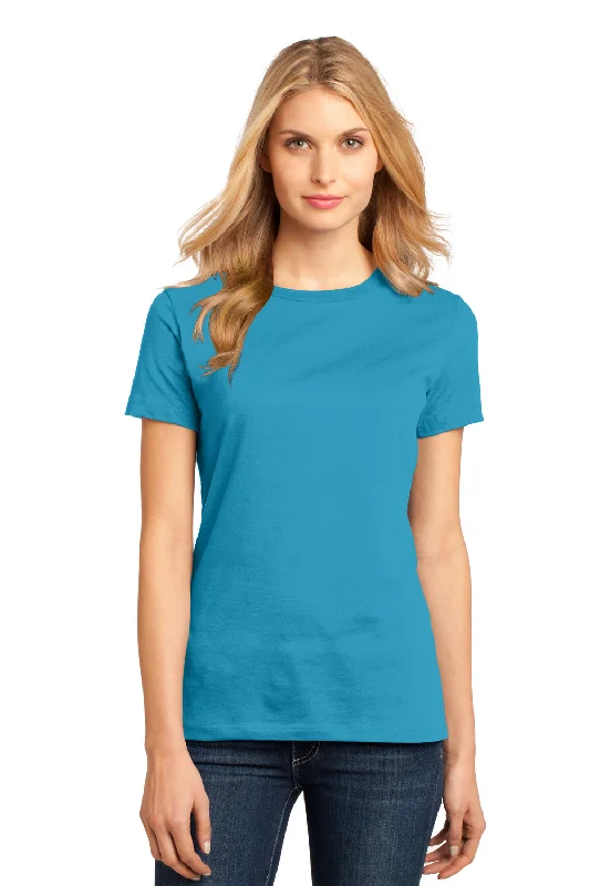 Comfortable And Versatile District Womens Perfect Weight Short Sleeve Crewneck T-Shirt - Bright Turquoise Blue - Closeout