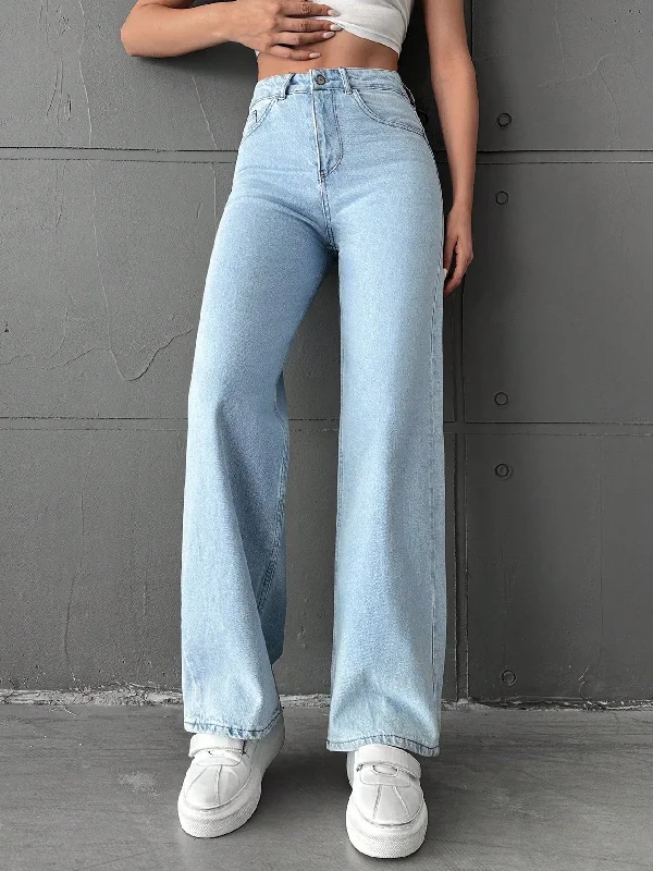 Classic Wash Out Regular Blue Stretch Tailored Straight Leg Jeans