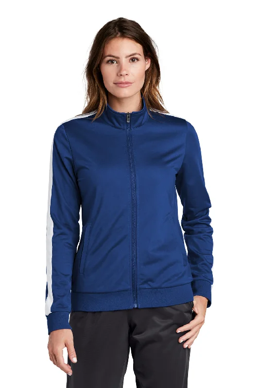 Outdoor Trend Sport-Tek Womens Full Zip Track Jacket - True Royal Blue/White - Closeout