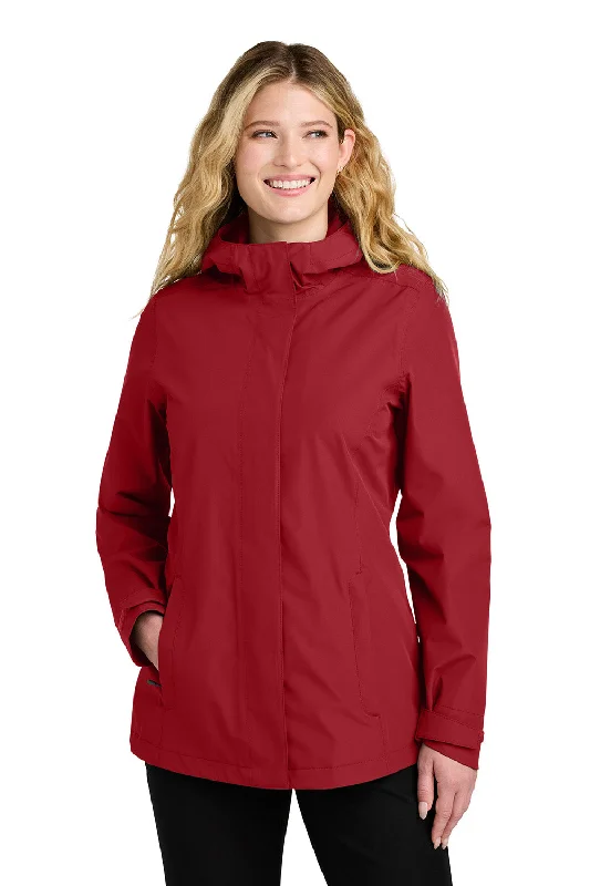 Cute Design Port Authority Womens C-FREE Water Resistant Full Zip Hooded Rain Jacket - Rich Red - New