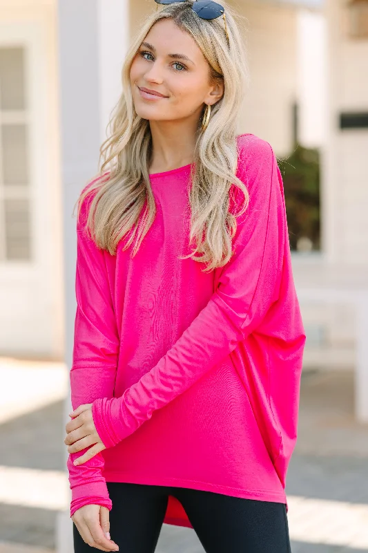 Practical Style New To You Fuchsia Pink Batwing Top