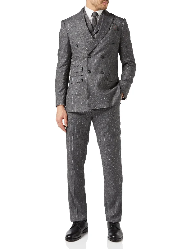 Ethnic Style George - Double Breasted Grey Pinstripe Suit