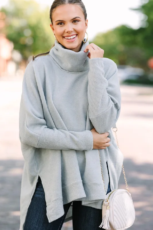 Luxury Temperament Feeling So Chipper Heather Gray Cowl Neck Sweater