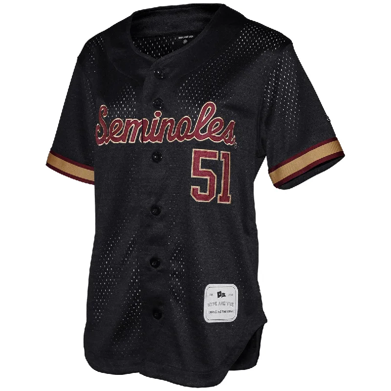 Luxury Temperament Hype & Vice Women's Seminoles 51 Baseball Jersey - Black