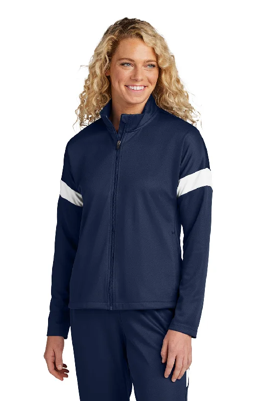 Retro Fashion Sport-Tek Womens Moisture Wicking Travel Full Zip Jacket - True Navy Blue/White - New