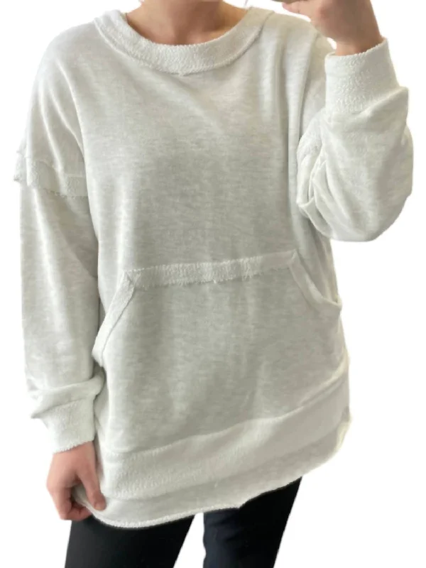 Double-sided Wear Terry Pullover Sweater In Ash Grey