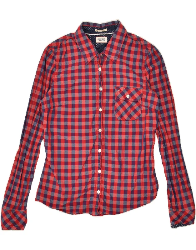 Elegant Design TOMMY HILFIGER Womens Shirt UK 10 Small Red Check