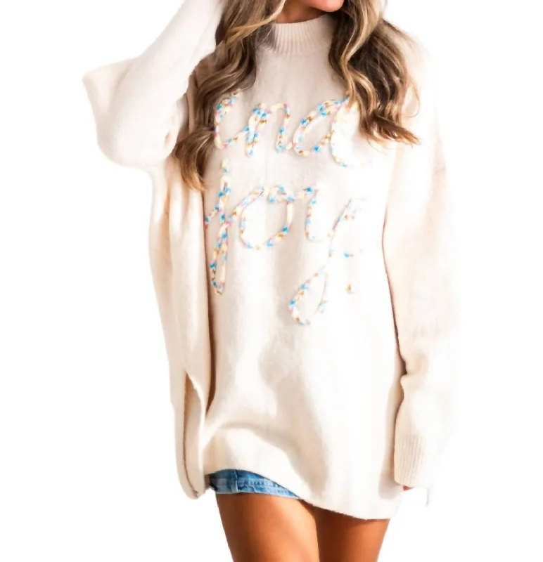 Personalized Series Find Joy Embroidery Sweater In Cream