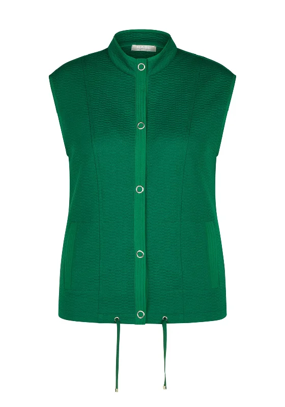 French Style Rabe Button Up Textured Gilet, Green