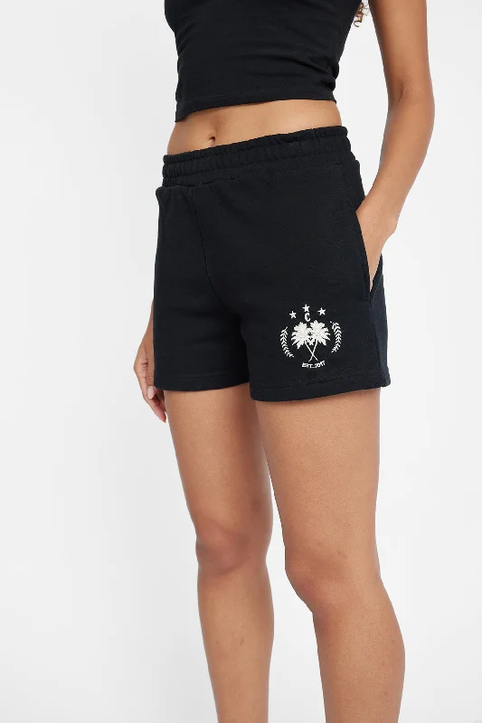 Modern Tailoring Palm Crest Jersey Shorts - Black