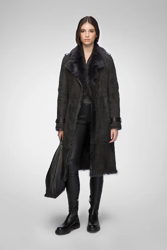 Boutique Recommendation Harmony - Anthracite Suede Shearling Coat