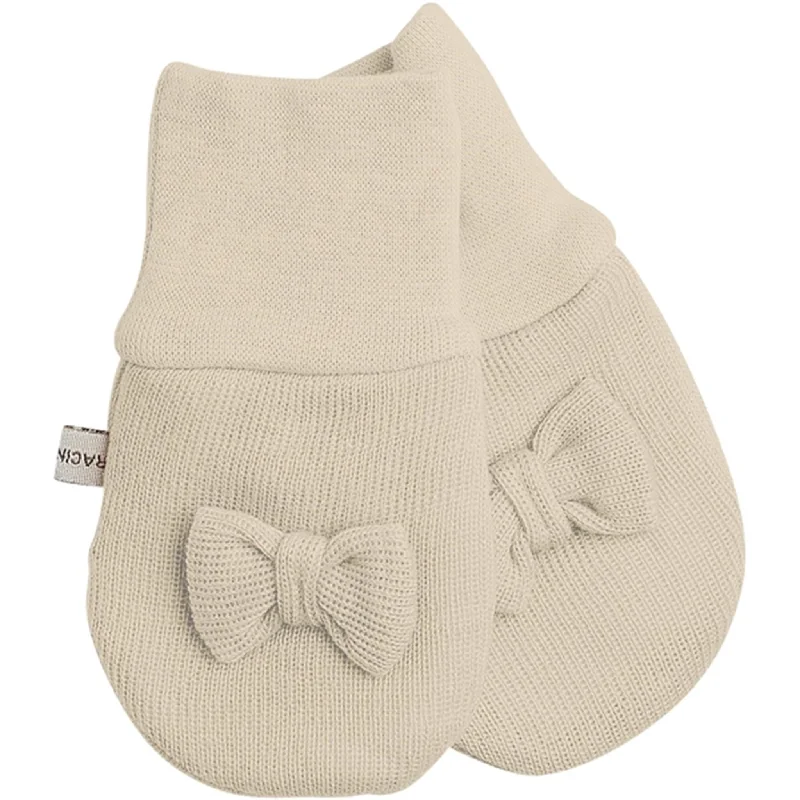 High-end Fashion Racing Kids Baby Mittens without Thumb with Bow Ivory