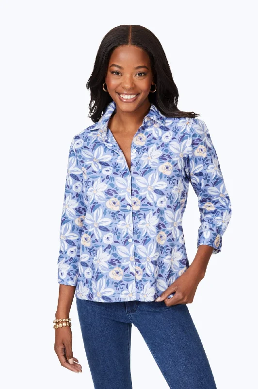 College Style Brushstroke Blossom No Iron Shirt