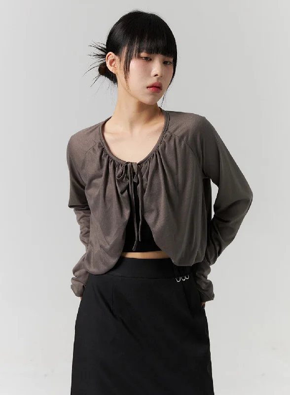 Warm Atmosphere Ribbon Tie Bolero Cardigan CS318