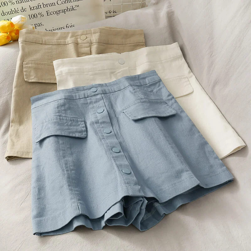 Light And Breathable KOREAN FASHION HIGH WAIST DENIM SHORTS BY69310