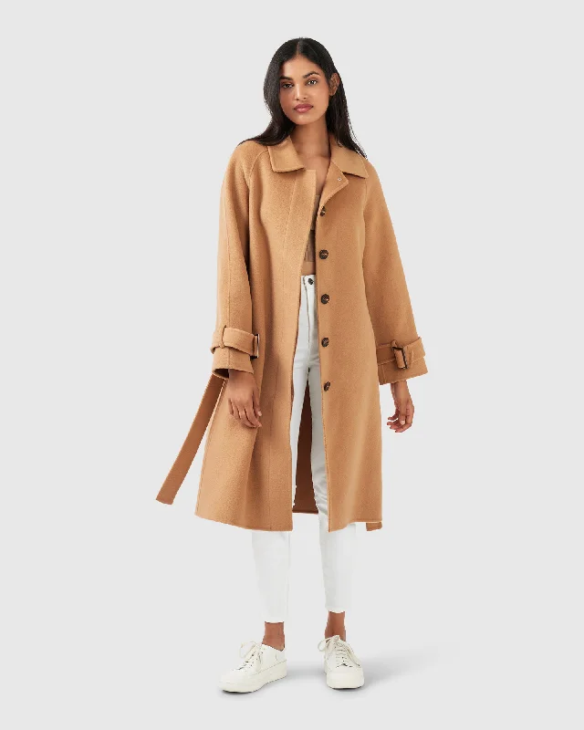 Lazy Home Shore To Shore Belted Wool Coat - Camel