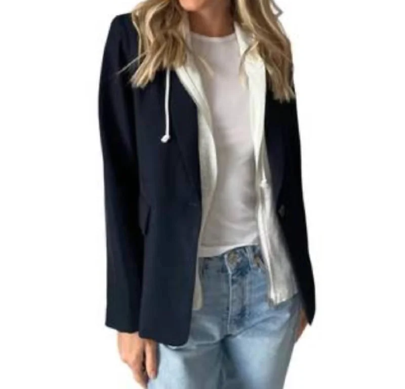 Youthful Vitality 2-In-1 Hooded Drew Blazer In Navy