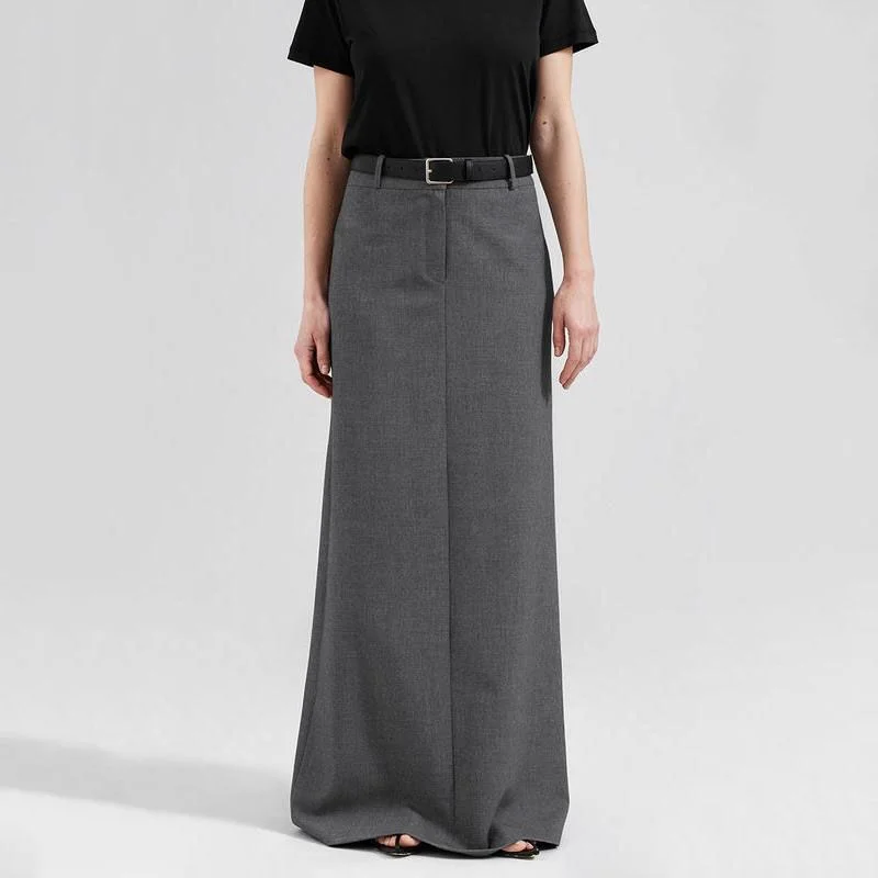 Celebrity Picks Elegant High Waist Long Skirt with Slit for Women