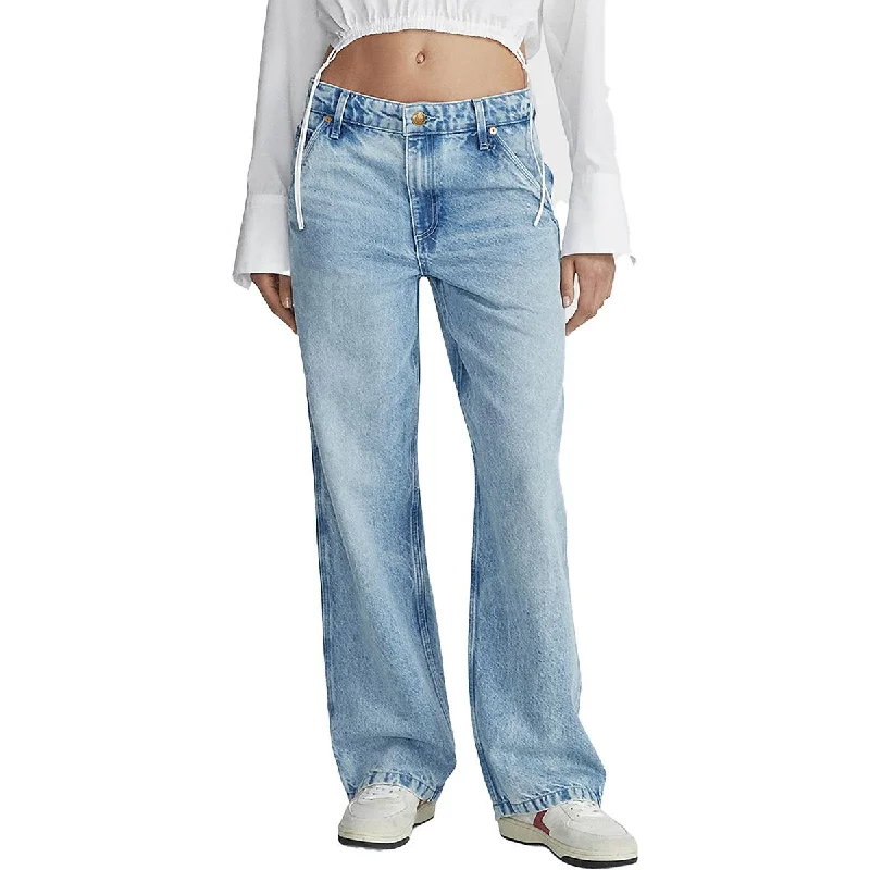 Elegant And Casual Rag & Bone Womens Sid Distressed Denim Wide Leg Jeans