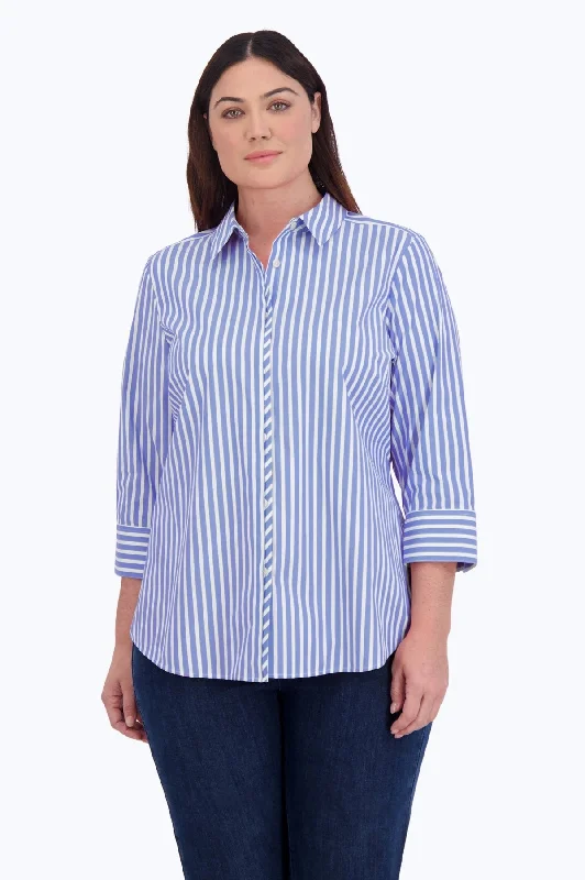 Slightly Flared Design Charlie Plus Stretch No Iron Stripe Shirt