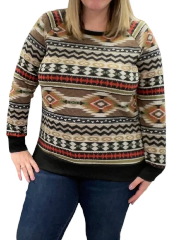 Elegant And Charming Aztec Weekender Sweater In Charcoal