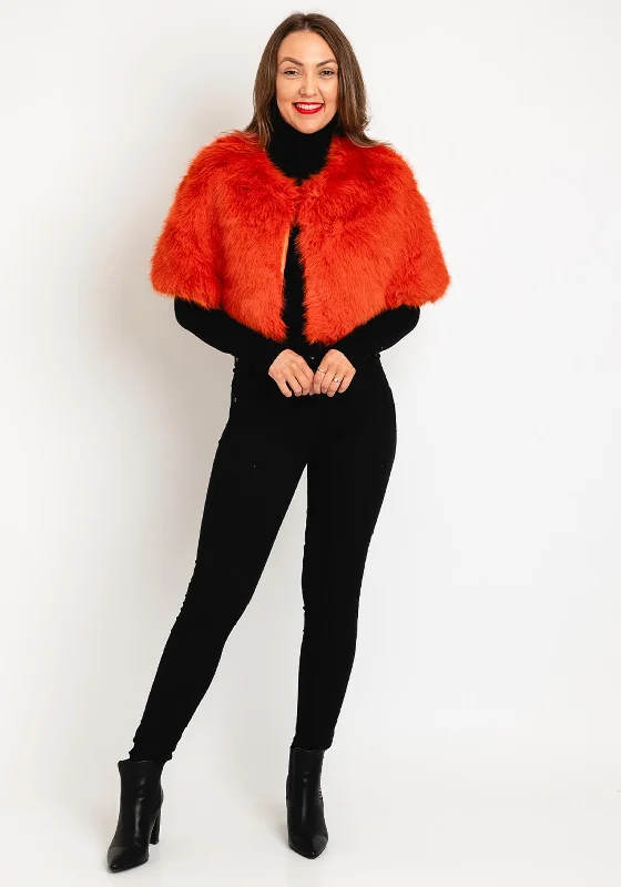 Fresh And Capable Serafina Collection One Size Faux Fur Shawl, Orange