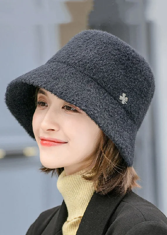 Spring Fashion Fashion Black Versatile Woolen Bucket Hat