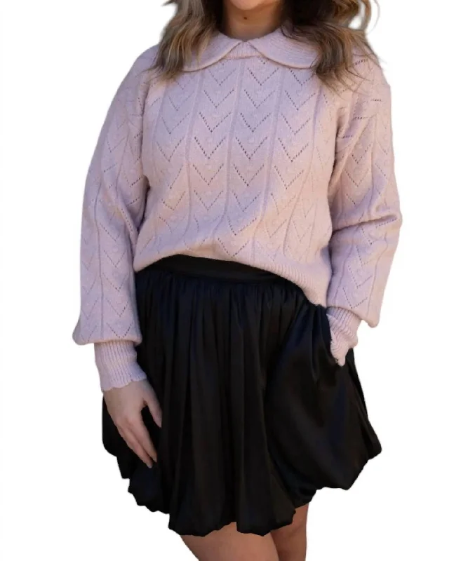 Casual And Comfortable Scallop Edge Sweater In Pink