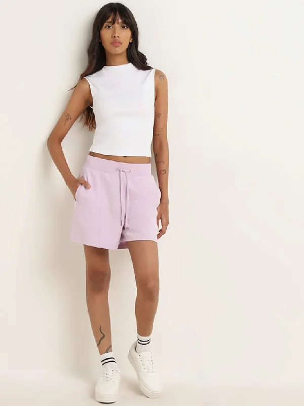 Street Charm Studiofit Lilac Cotton Mid-Rise Shorts