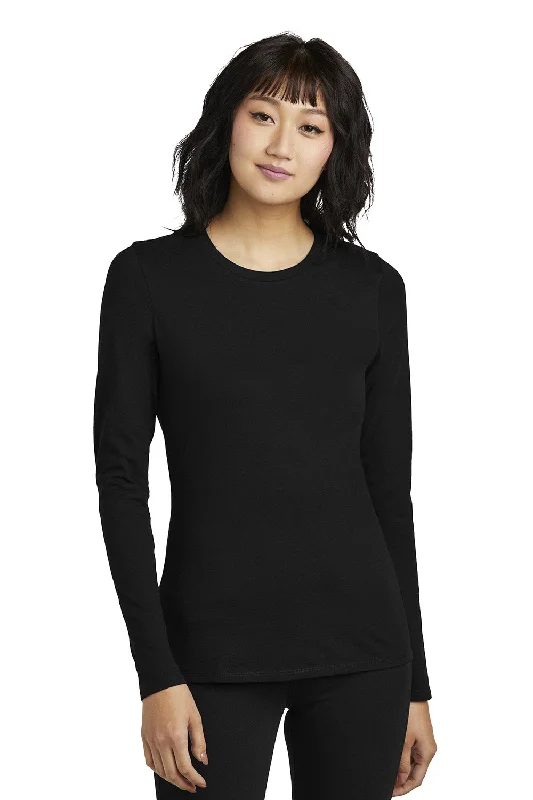 Elegant Temperament District Womens Perfect Blend CVC Long Sleeve Crewneck T-Shirt - Black - New