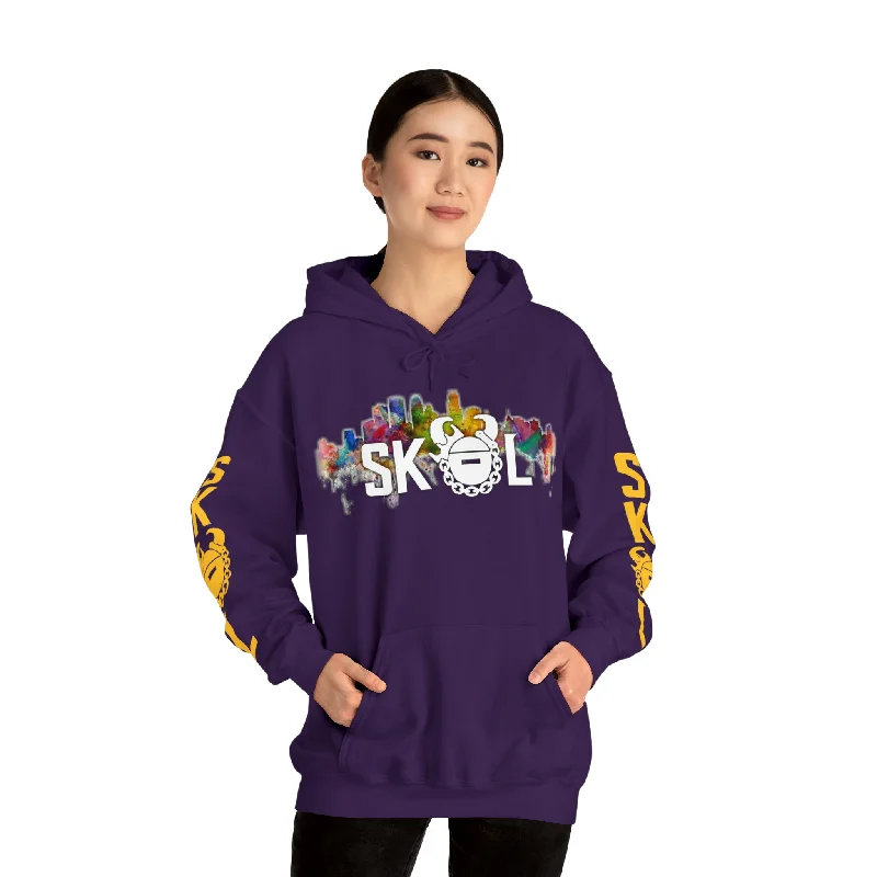 Cute Design Unisex Heavy Blend™ Hooded Sweatshirt - Skyline + Original (Sleeves)