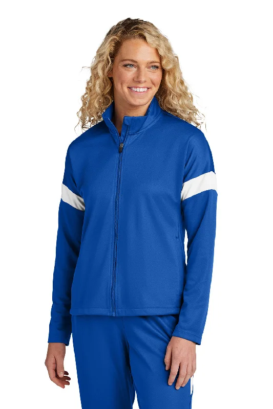 Celebrity Style Sport-Tek Womens Moisture Wicking Travel Full Zip Jacket - True Royal Blue/White - New