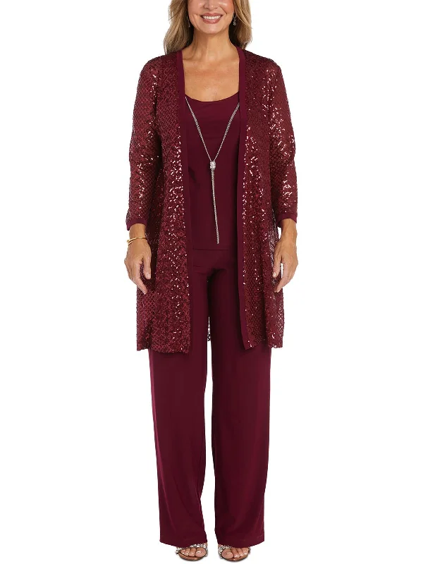 European And American Style Womens Mesh 4PC Pant Suit