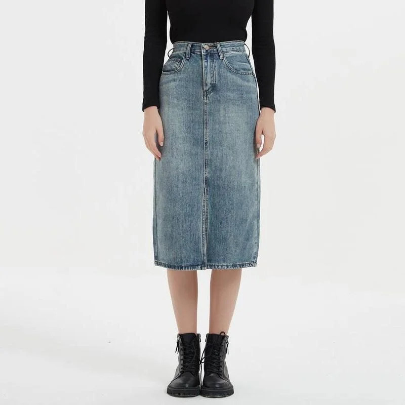 Luxury And Elegant High Waist Denim Pencil Skirt