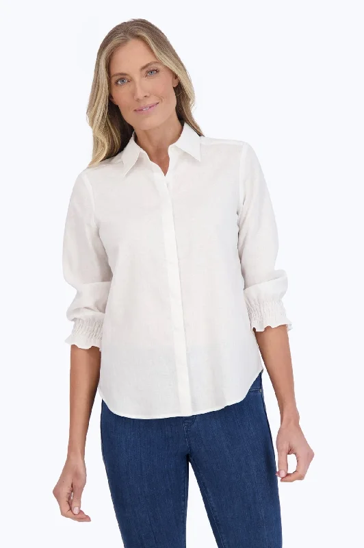 Urban Sense Olivia Easy Care Solid Linen 3/4 Sleeve Shirt