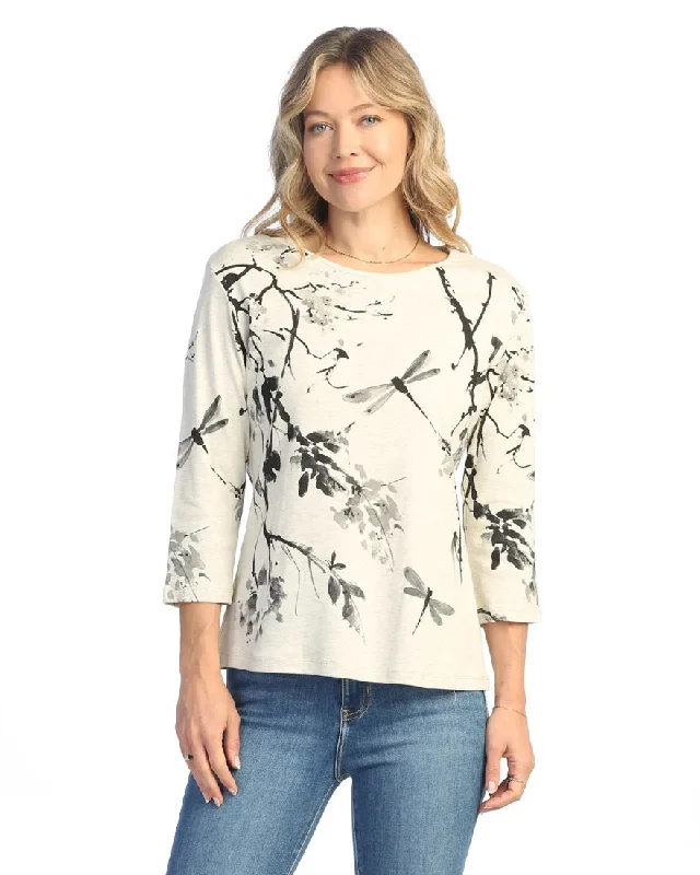 European And American Style Sakura Printed Cotton Top